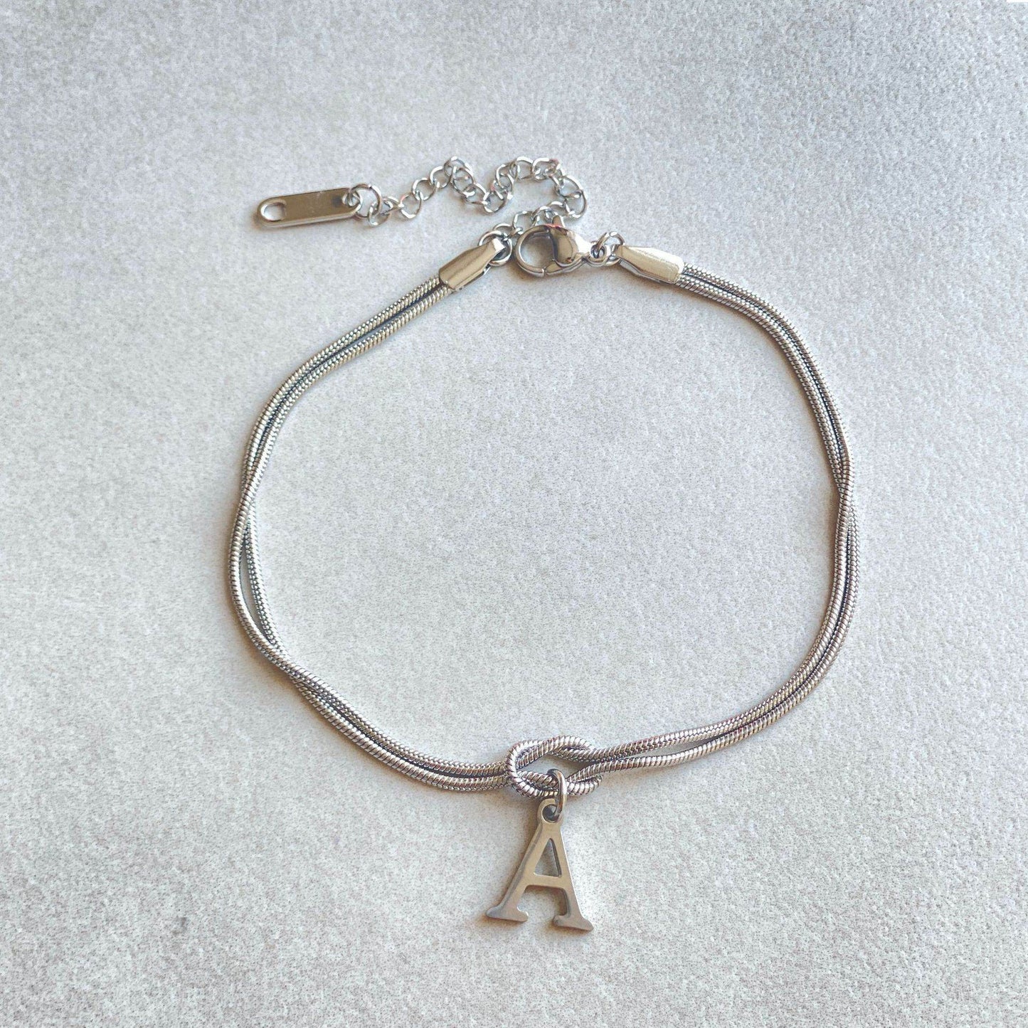 New Letter A-Z Love Knot Bracelets For Women Couple Gold Color Dainty Snake Chain Charm Bracelet Stainless Steel Jewelry Gift Valentine's Day Gifts - Velora