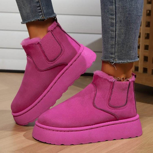 Winter Snow Boots Fashion Flat Thick-soled Cotton Shoes Round Toe Warm Plush Ankle Boot For Women - Velora