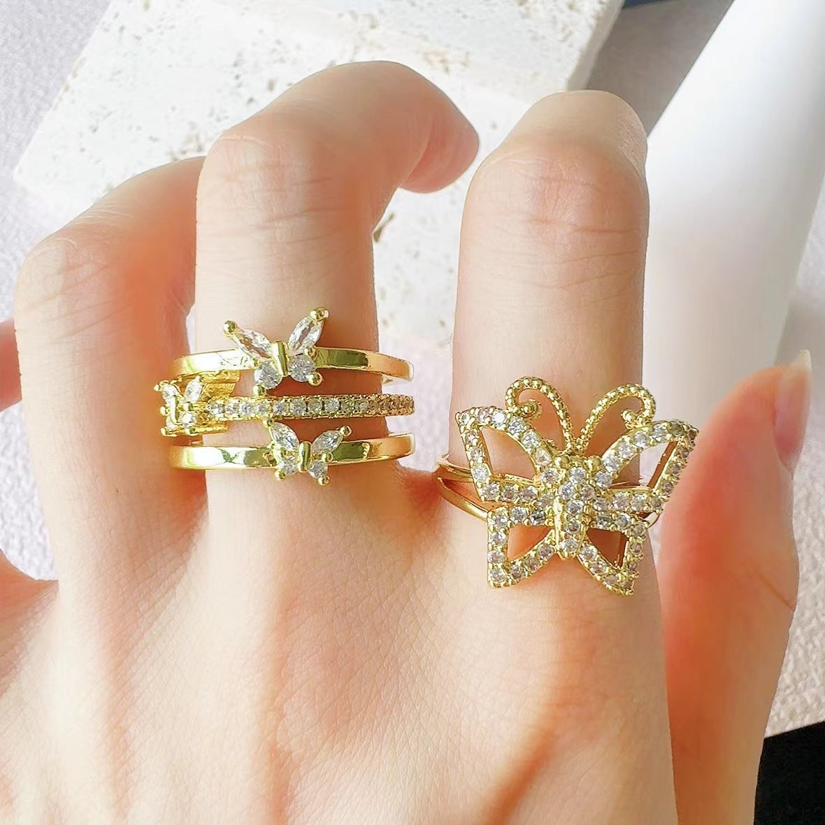 European And American Retro Affordable Luxury Personality Butterfly Opening Ring High Sense