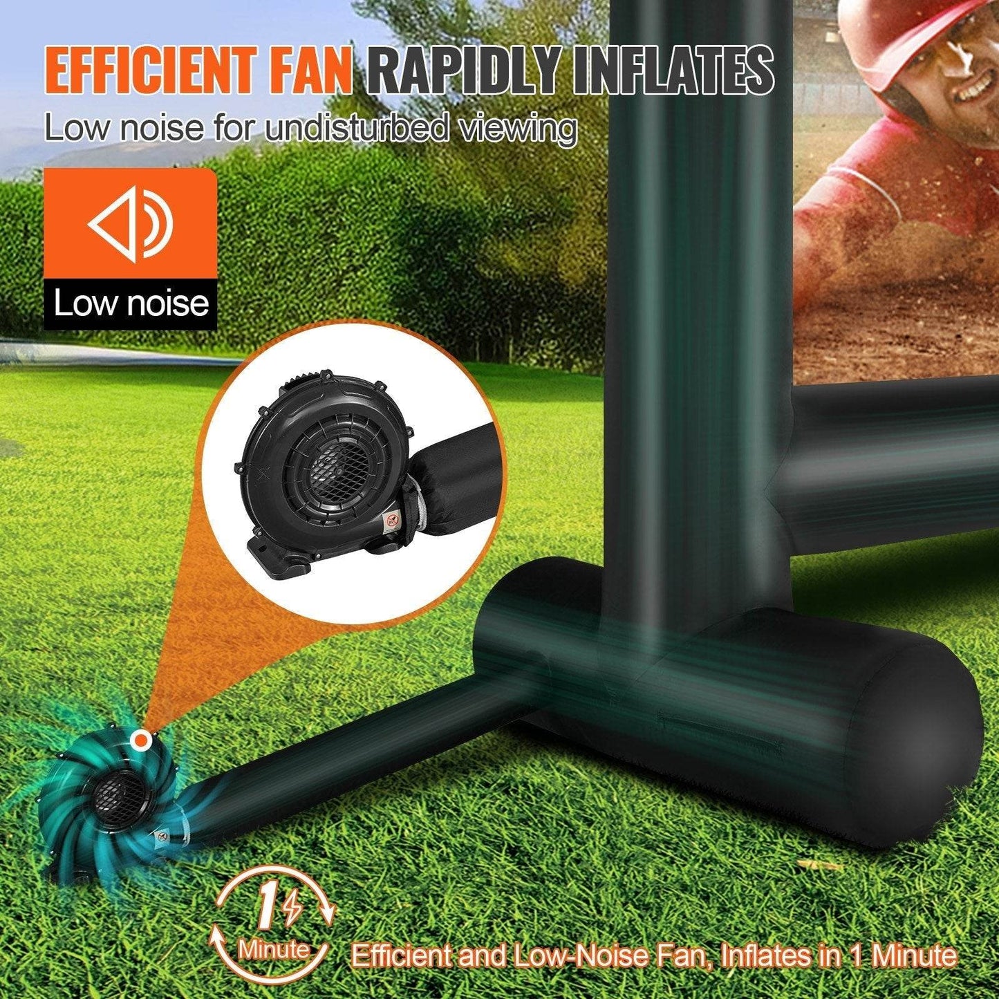 Inflatable Movie Screen, 16 FT Inflatable Projector Screen For Outside With Blower And Carrying Bag, Front Rear Projection, Oxford Fabric Blow Up Screen For Outdoor Parties Backyard Movie Nig - Velora