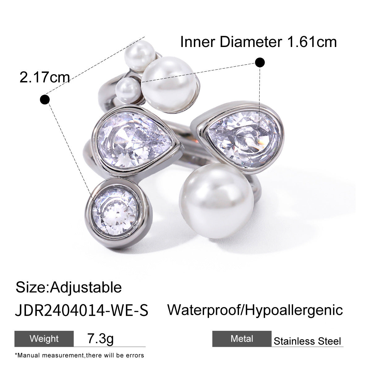 European And American Stainless Steel Pearl Eye-catching Ring High-grade Ins