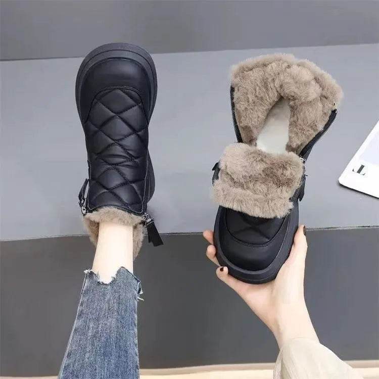 Snow Boots For Women Winter New Fleece-lined Thickened Northeast China Cotton Shoes Waterproof Non-slip Warm - Velora