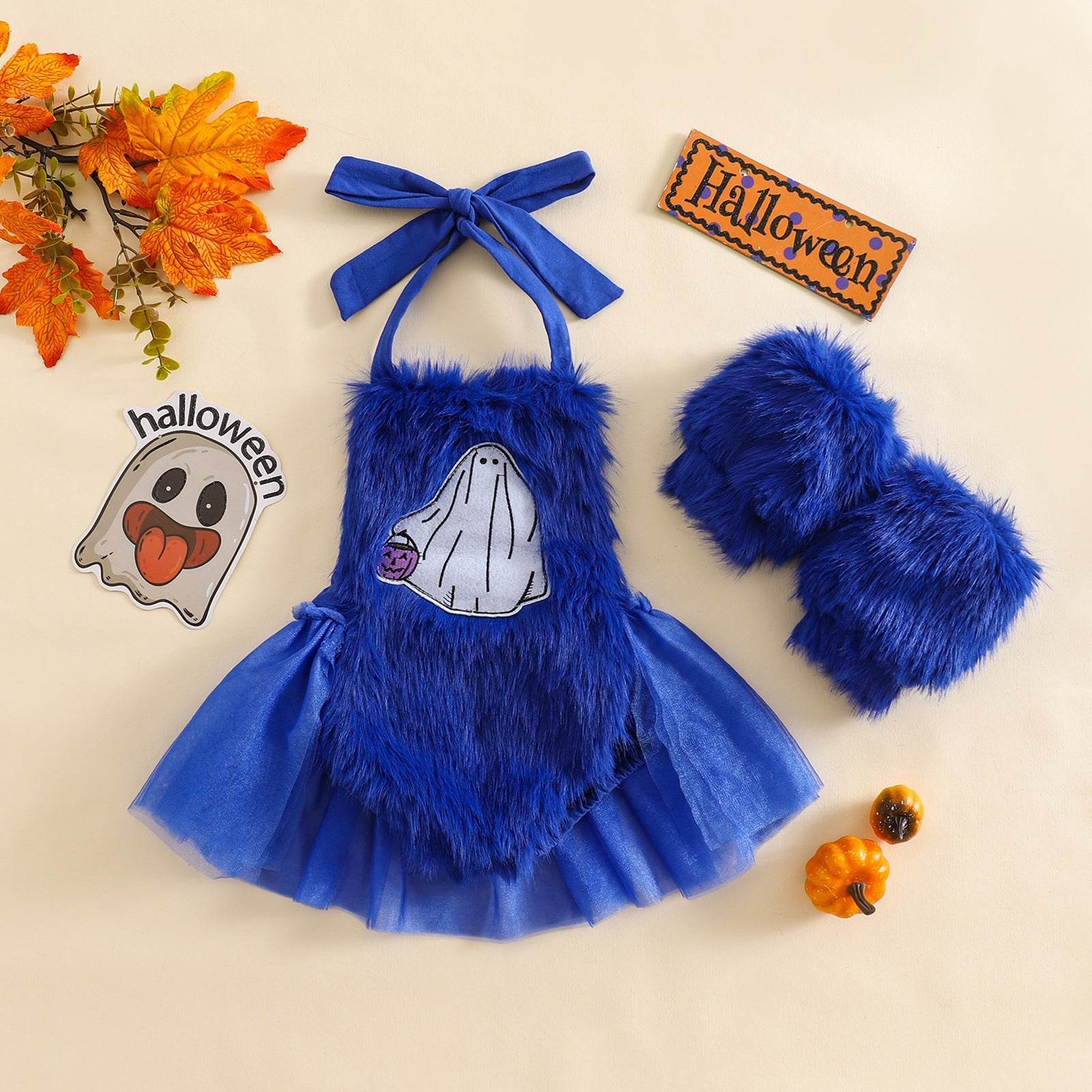 Halloween Children's Clothing Plush Girls' Cute Crawling Suit Two-piece Set - Velora