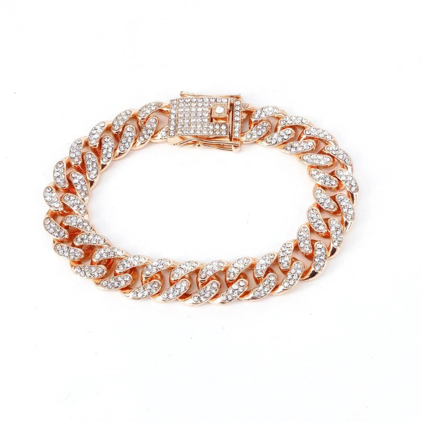 Alloy Line Cuban Link Chain Diamond Bracelet - Velora