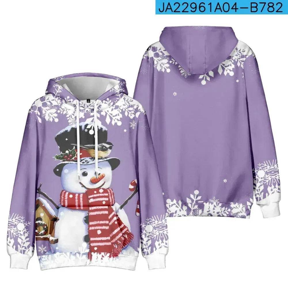 Christmas Snowman Personalized Printed Hoodie Sweatshirts - Velora