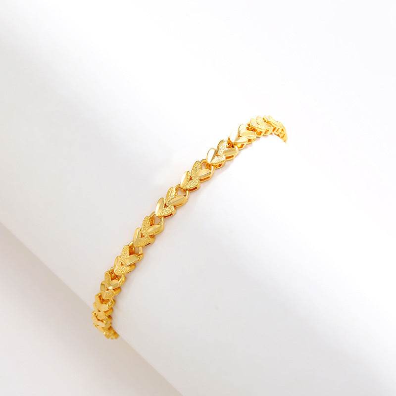 Alloy Gold Plated Car Handmade Flowers Reverse Mold Heart Bracelet - Velora