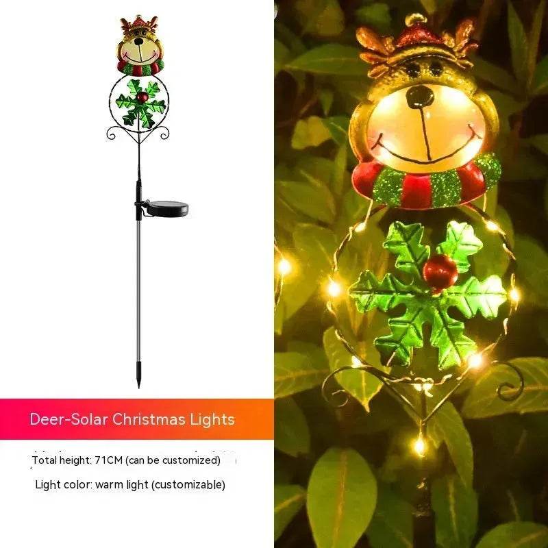 Solar Christmas Led Snowman Elk Ground Plug Light - Velora