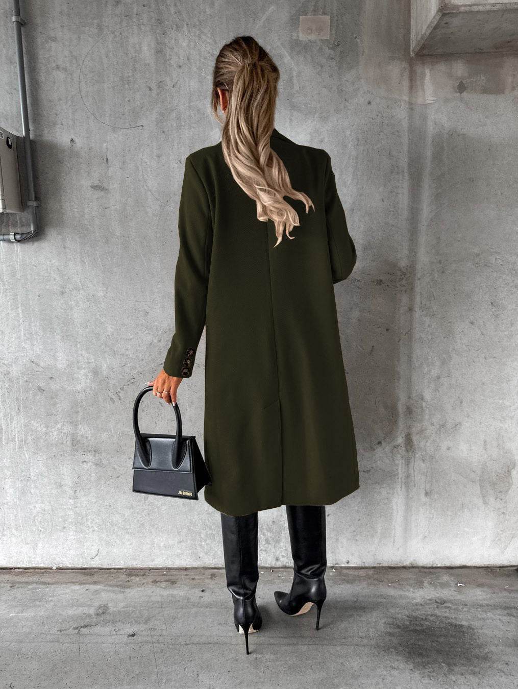 Long Sleeve Lapel Coat Winter Fashion Solid Double Breasted Slim Long Jacket Womens Clothing - Velora