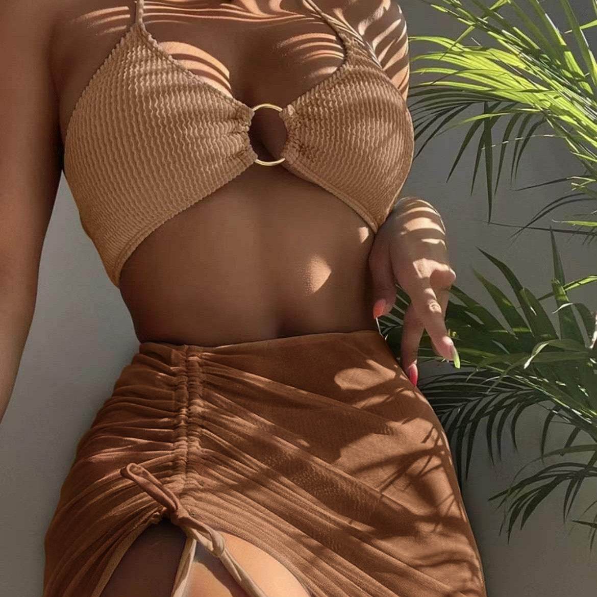 3pcs Halter Bikini Summer Fashion Personalized Three-point Beach Swimsuit For Women - Velora