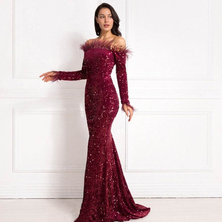 Off shoulder sequins Mermaid Formal Party dress - Velora
