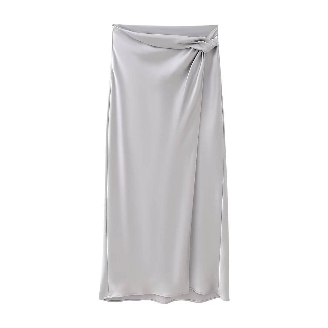 Women's Silk Satin Top Bow Tie Midi Dress - Velora