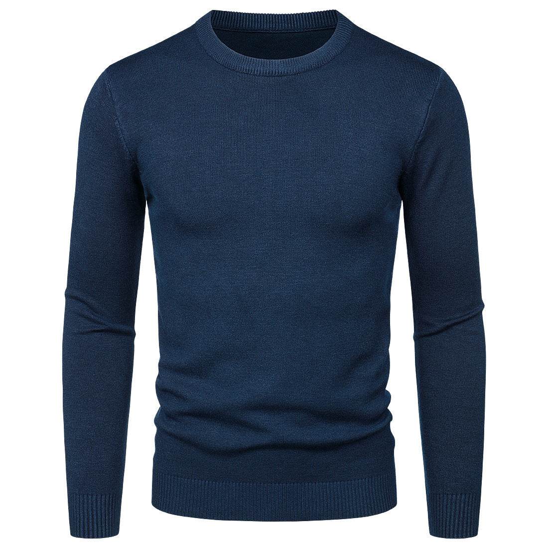 Men's Round Neck Sweater Solid Color Simple Free Size Long Sleeve Sweater - Velora