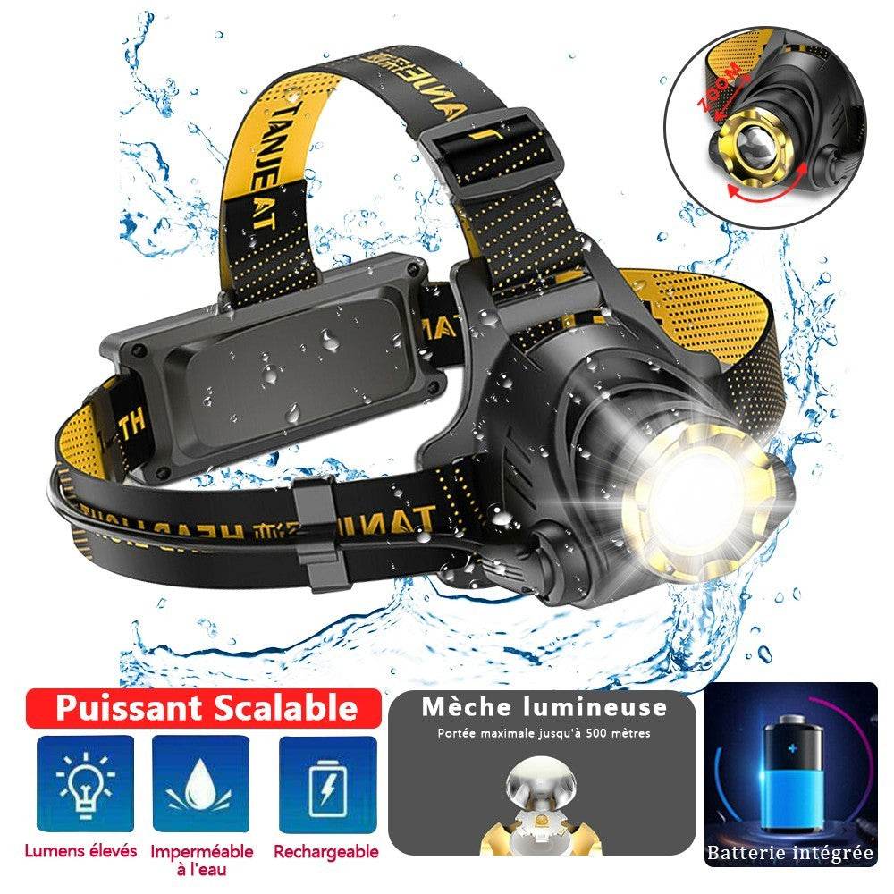 LED Headlamp Rechargeable Head Torch Zoom Headlight Lamp Powerful Flashlight Fishling Driving Camping Light With 3 Modes Work Light - Velora