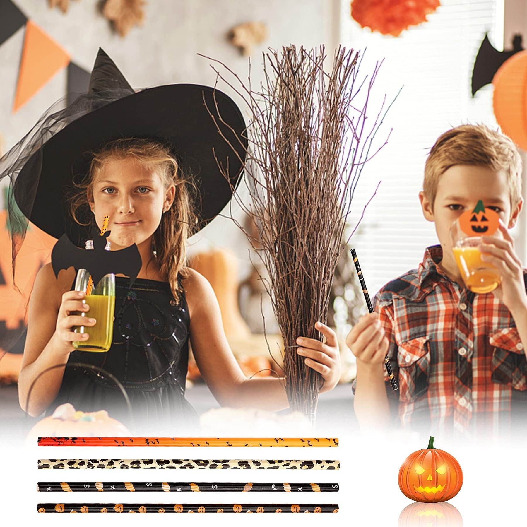 40 Pack Of 9 Inch BPA-Free Halloween Reusable Straws With Colorful Stripe Print Hard Straws For Mason Jars, Mason Glasses, Home Or Party Use, Comes With A Cleaning Brush-Selling On Amazon Is Prohibite - Velora
