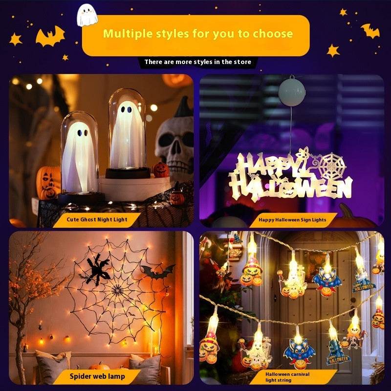 Halloween Atmosphere Decoration Desktop Ghost Small Night Lamp Ornaments - Velora