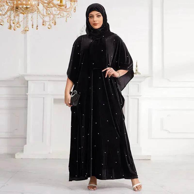 Black Abaya Hijab Jilbab Abaya for ArabMiddle East Arab Dubai Islamic Wear for Women Eid Jalabiya for Women Abaya Khimar set - Velora