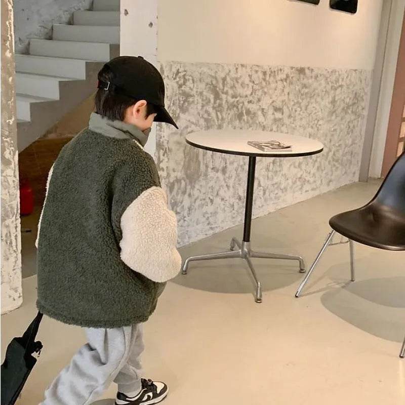 Children Lambswool fleece Warm Thickened Winter coat Cardigan Kids - Velora