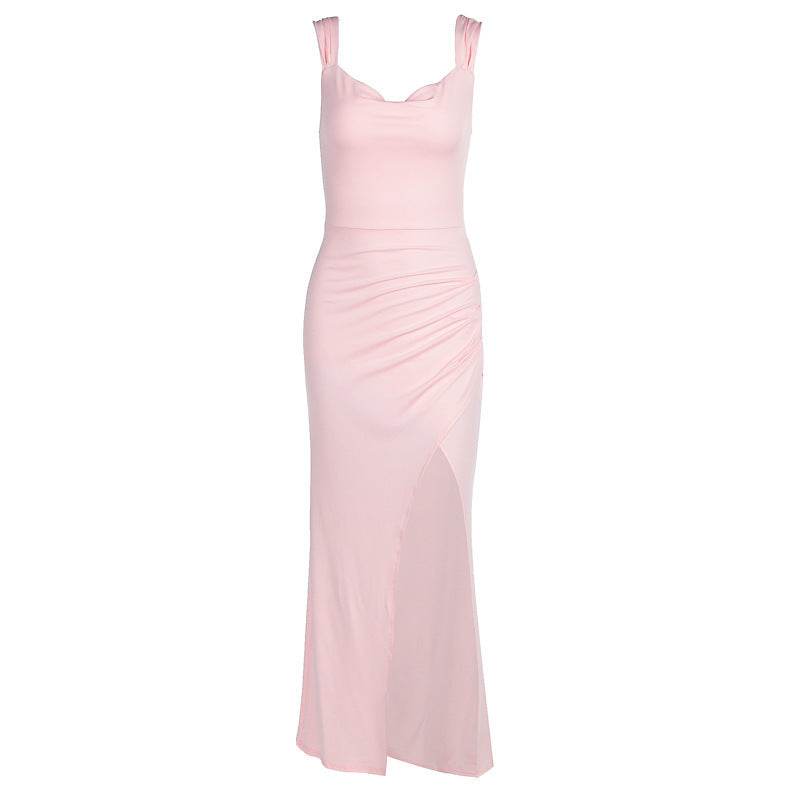 Slim Sleeveless Slit Dress With Back Tie Design Fashion Temperament Dresses For Women Clothing - Velora