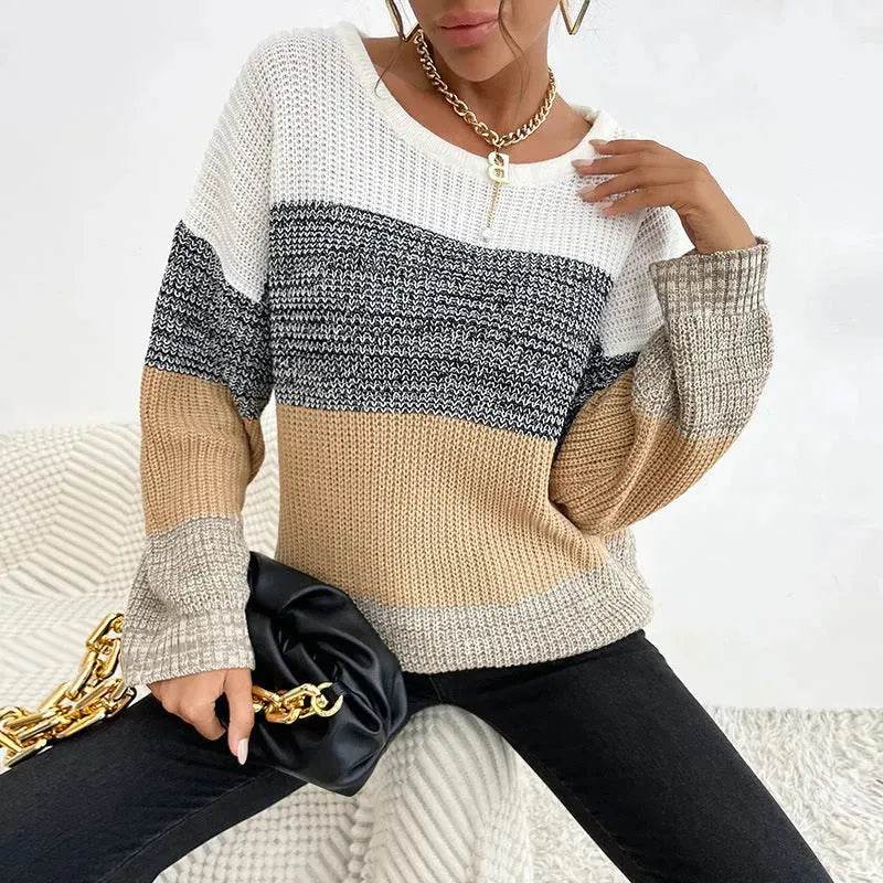 Winter Jacquard Knitted Pullover Sweater Tops for Women - Velora