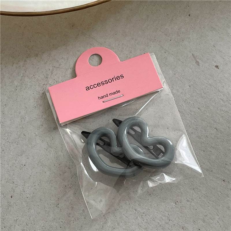 Girl's Love Side Bang Clip Frog Buckle Word Clip Fashion Color Plastic Hairpin A Pair Of Hairclips - Velora