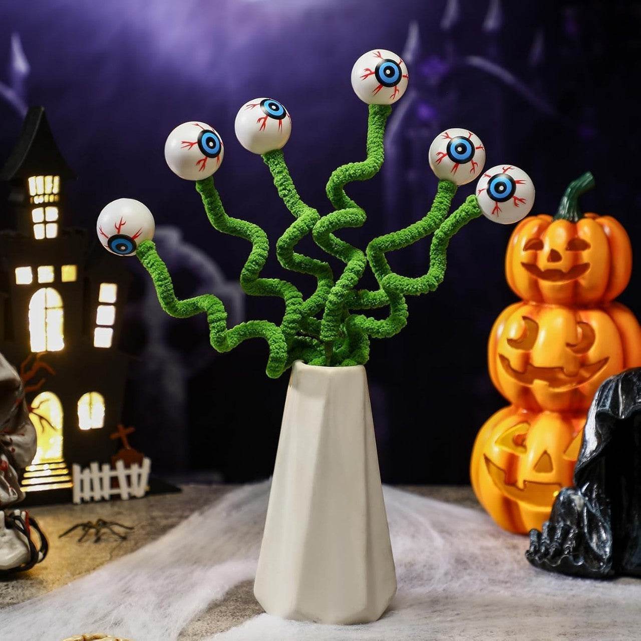 Halloween Three-dimensional Eye Beads Twig Cutting Bouquet Creative Funny Decoration - Velora