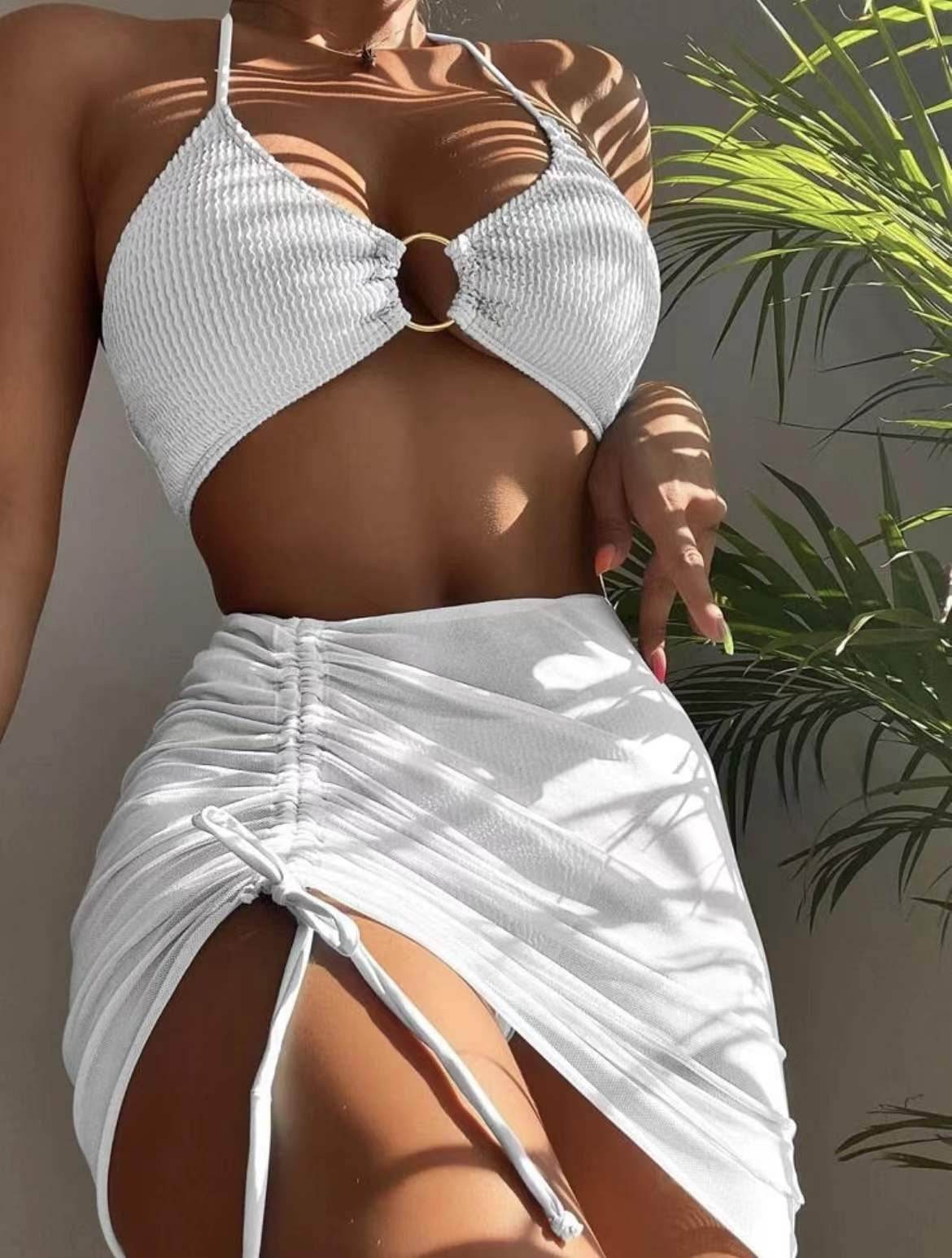 3pcs Halter Bikini Summer Fashion Personalized Three-point Beach Swimsuit For Women - Velora