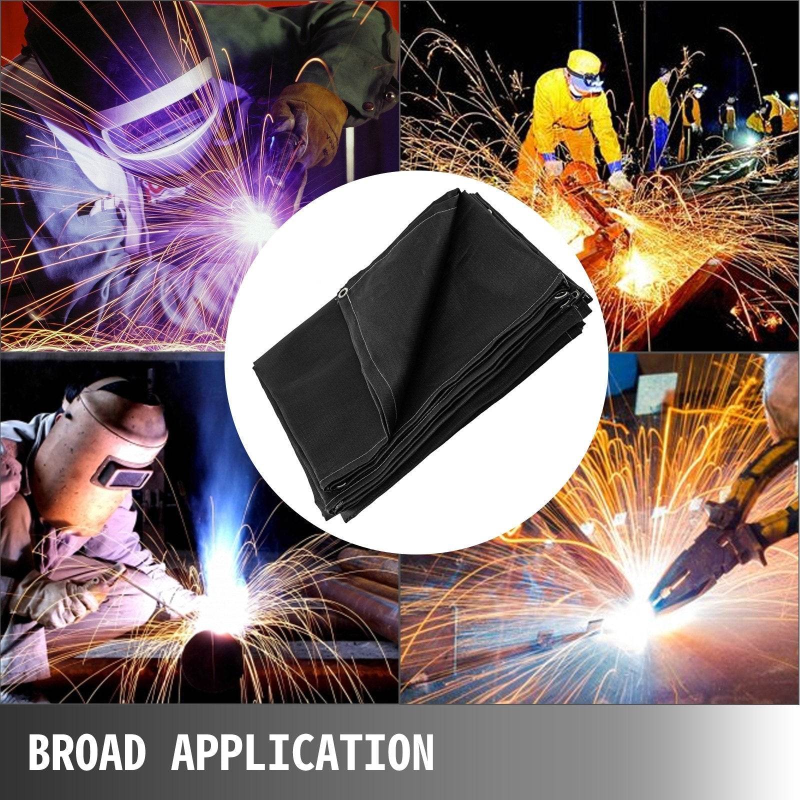8 X 10 Ft Welding Blanket Black Fiberglass Blanket Portable Fiberglass Fire Retardant Blanket Welding Mat Welding Fireproof Thermal Resistant Insulation With Carry Bag - Velora