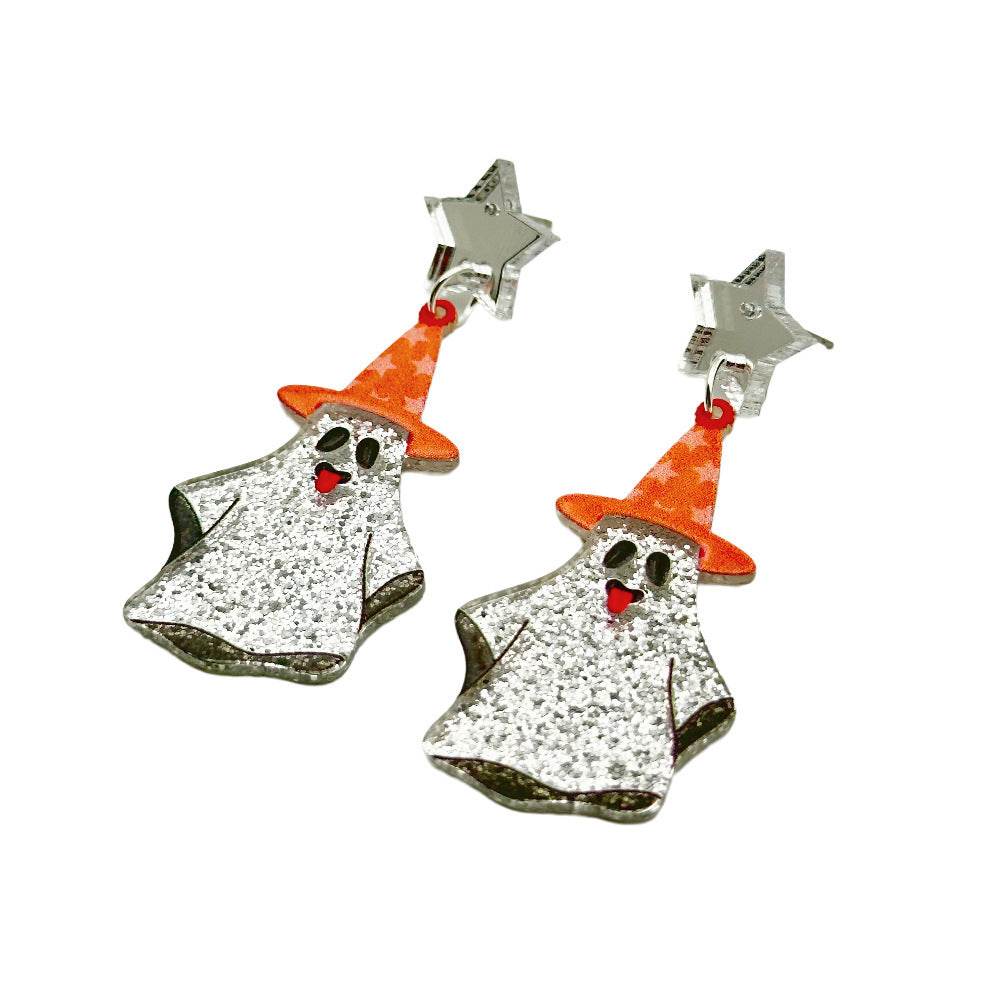 Halloween Day Ornament Colorful Ghost Eyes Funny Acrylic Earrings For Women - Velora