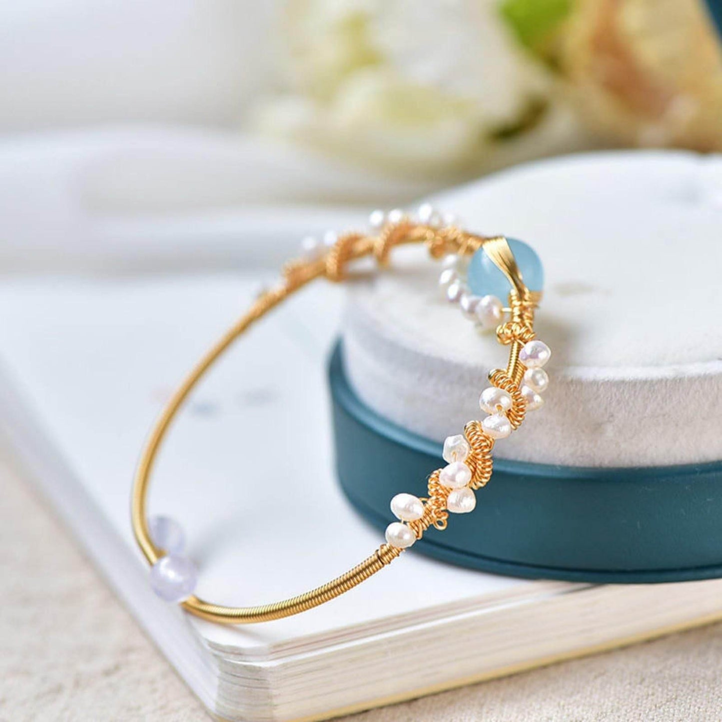 Pearl Bracelets For Women Gold Plating Pearl Bracelet Gold Wire Braided Vintage Style Bracelets Cuff Bracelets Fashion Bracelet - Velora