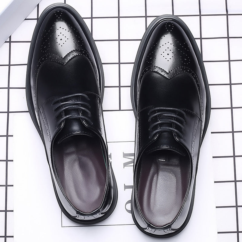 New Men's Brogue Leather Business Casual British Formal Leather Shoes - Velora