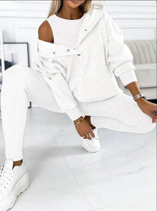 3pcs Women Hoodie Athleisure Outfit set sweatsuit set - Velora