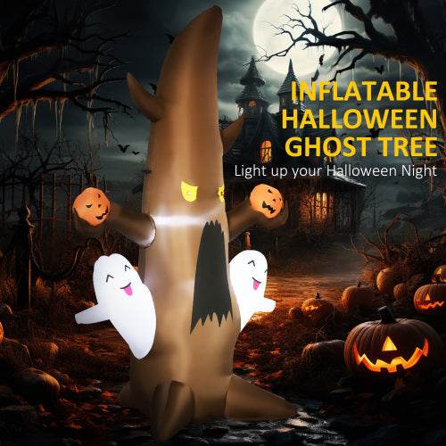 5 Halloween Inflatables Outdoor Decorations Ghost Tree With Pumpkins, Blow-Up LED Yard Decor Indoor Outdoor For Garden, Lawn, Party, Holiday - Velora