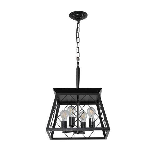 4 Lights Farmhouse Chandelier For Dining Room Black - Velora