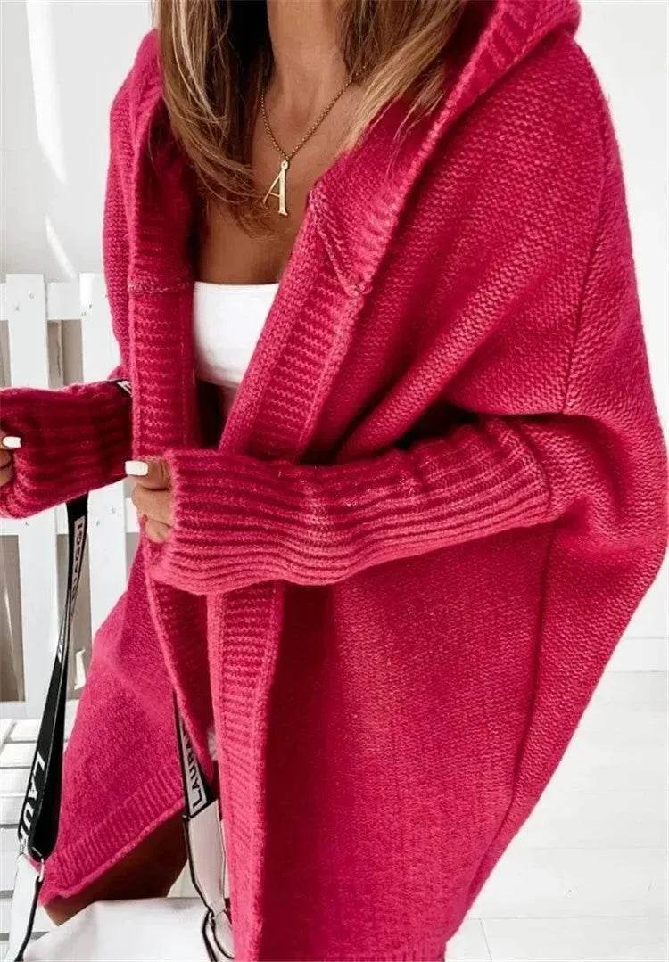 Oversized Head cover Knitted Long Kimono Cashmere Cardigan for Women - Velora