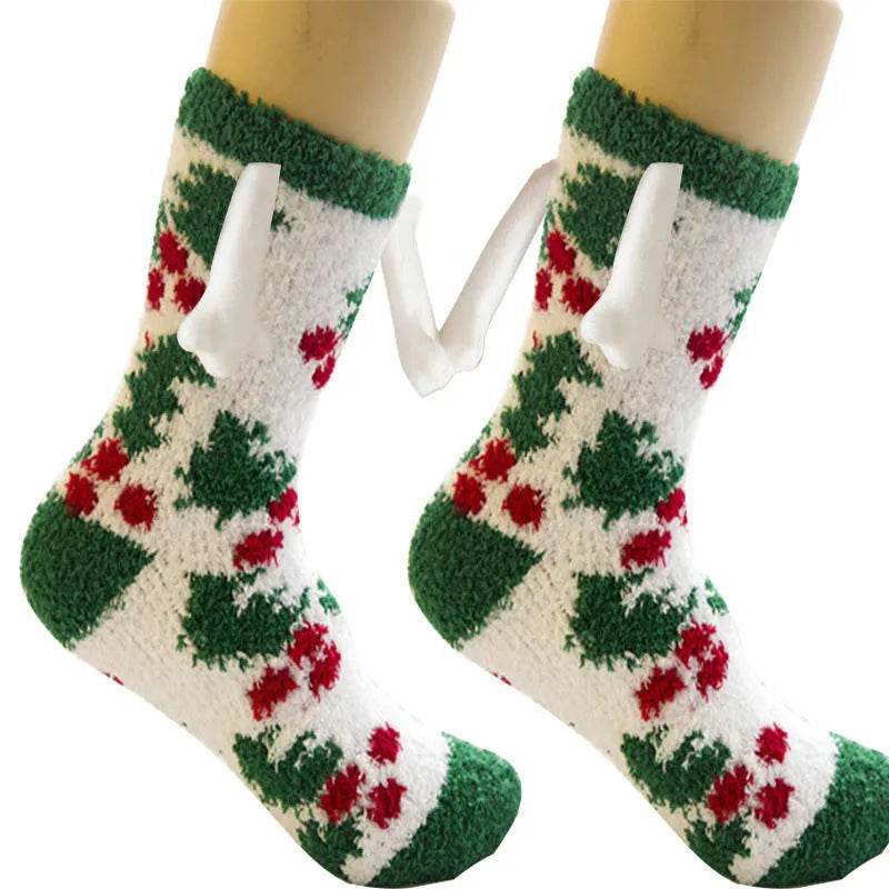Soft Carton Christmas-themed Fleece Winter Home socks for Women