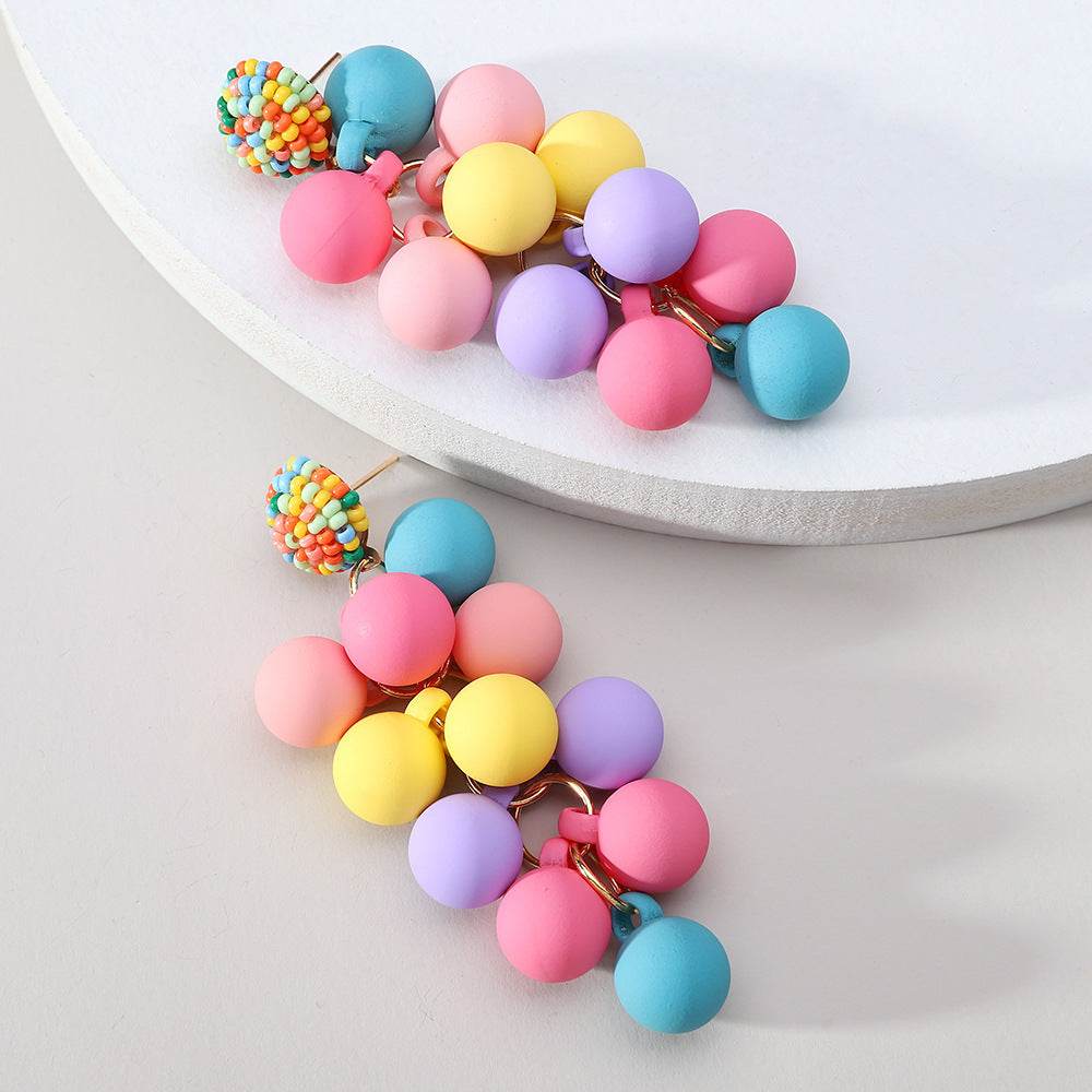 Candy Ball Earrings - Beaded Beach Stud - Velora