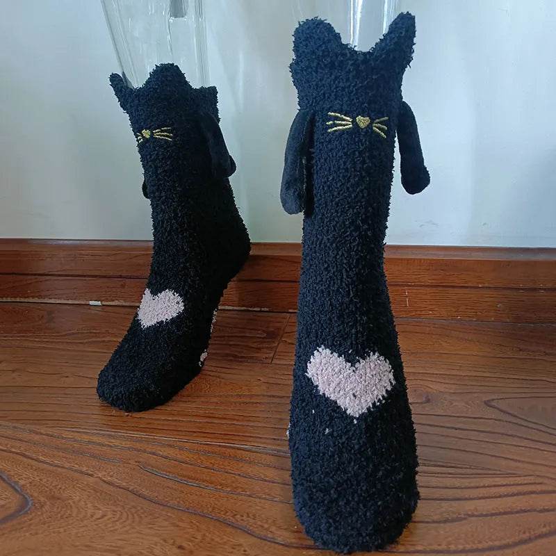 Soft Carton Christmas-themed Fleece Winter Home socks for Women