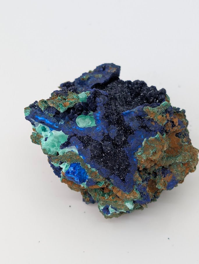 Dazzling Azurite Vug with Malachite Highlights - 3.5 x 3.5 x 2.5 Inches, Anhui Province