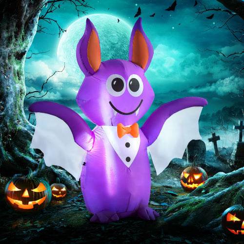 Outsunny 6ft Inflatable Halloween Decoration Bat, Blow Up Outdoor LED Yard Display, Waterproof - Velora