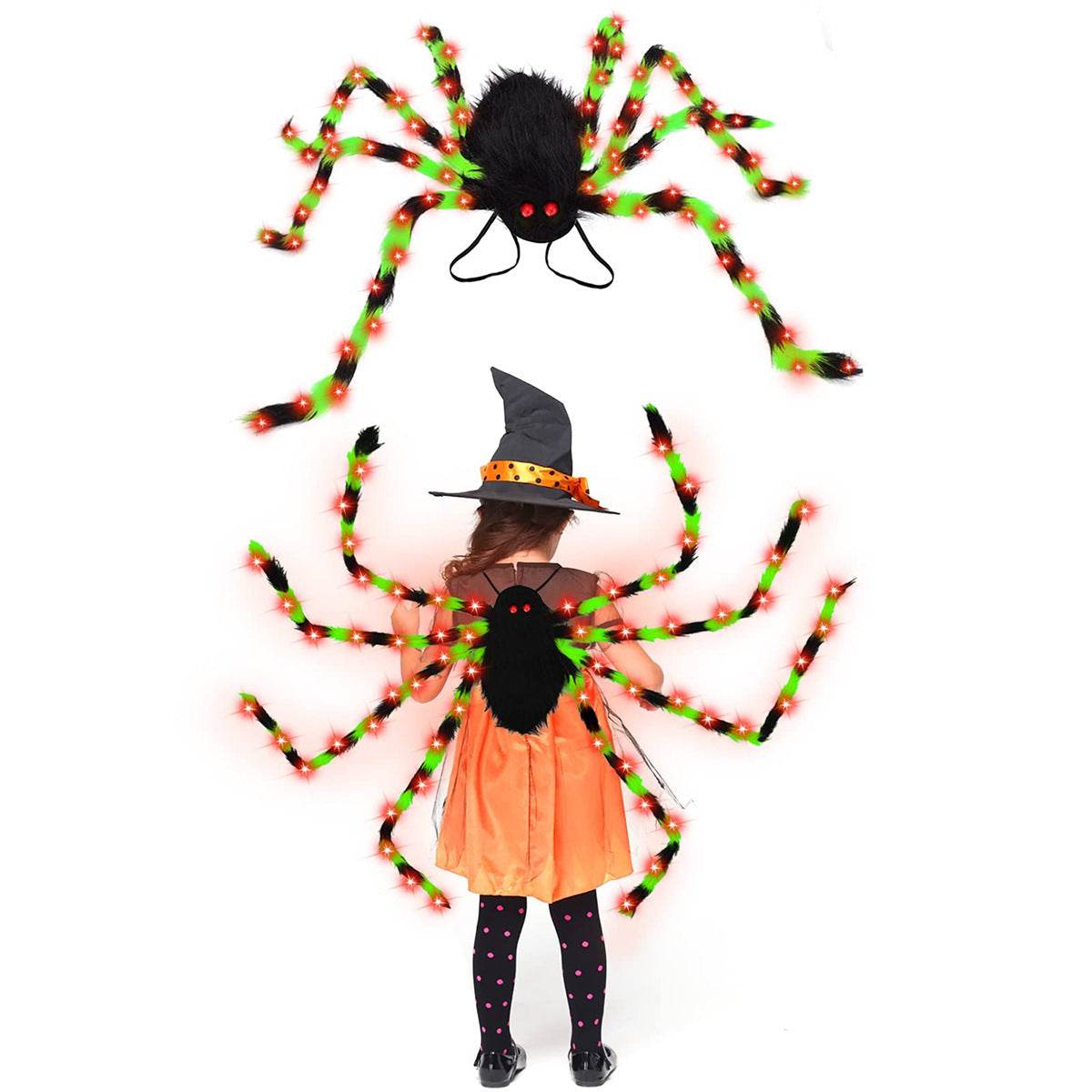 Halloween Spider Backpack Nine LED Modes Plush Sugar Bag - Velora