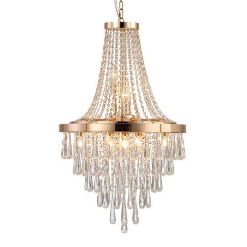 Golden Crystal Chandelier, Large Modern Luxury Chandelier For Living Room, Dining Room, Bedroom, Hallway - Bulb Not Included - Velora