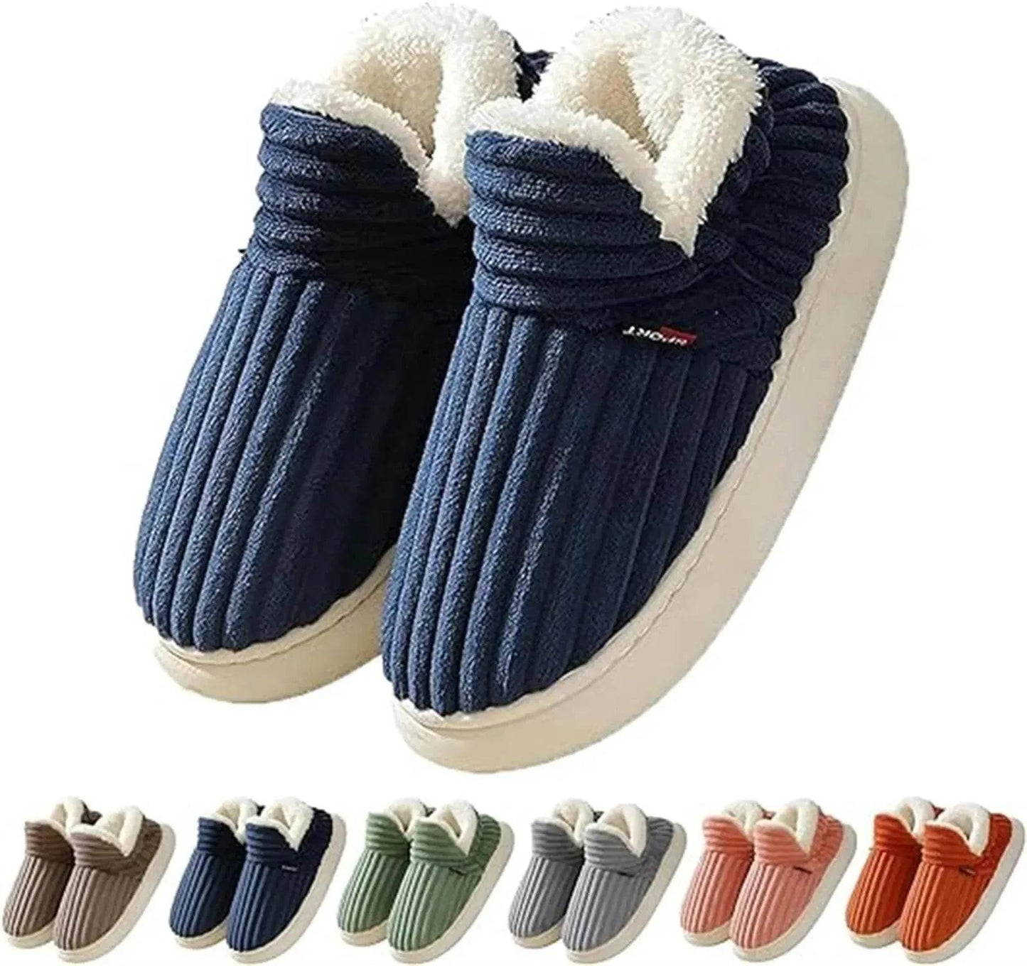 Men Winter New Women Cotton Slippers Outdoor Fashion Couple Slippers Warm Indoor Bedroom Cotton Plush Shoes Fleece Fluffy - Velora