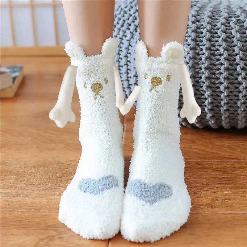 Soft Carton Christmas-themed Fleece Winter Home socks for Women