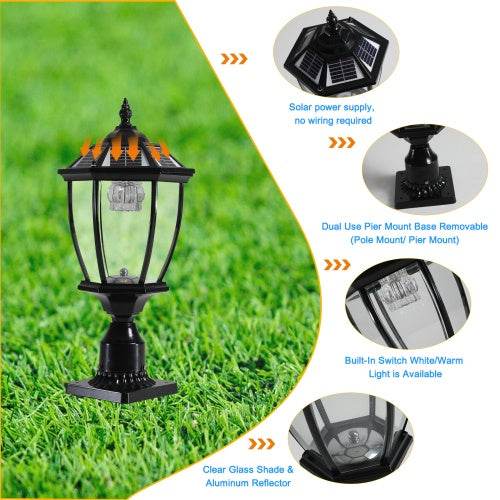 Solar Pillar Headlights With Dimmable LEDs 1-pack - Velora