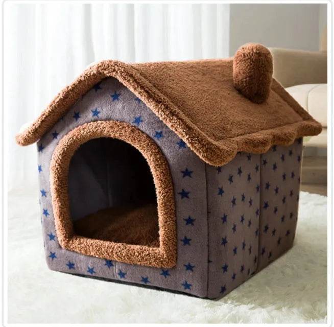 Foldable Dog House Pet Cat Bed Winter Dog Villa Sleep Kennel Removable Nest Warm Enclosed Cave Sofa Pets Supplies - Velora