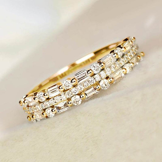 Multilayer Ring Three-layer Fine Circle Line Setting For Women Full Finger Rings Jewelry Gifts - Velora