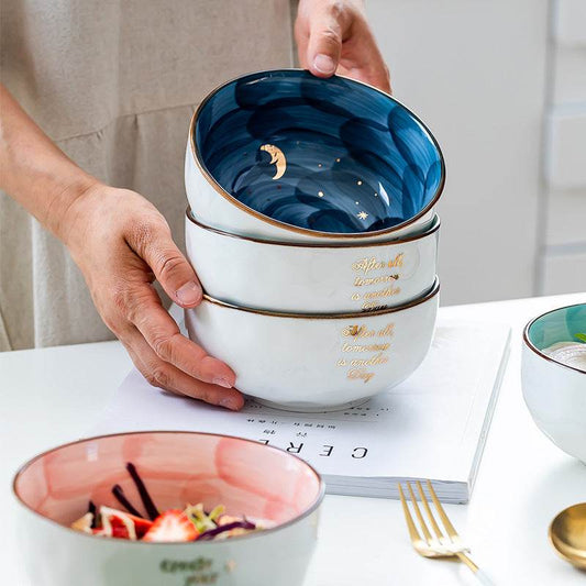 Ceramic Breakfast Salad Bowl With Cute Eating Bowl - Velora
