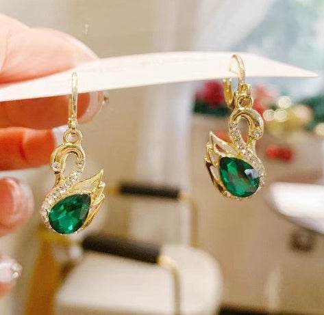 Sweet Rhinestone Swan Earrings Ins Fashion Earrings For Women Jewelry - Velora