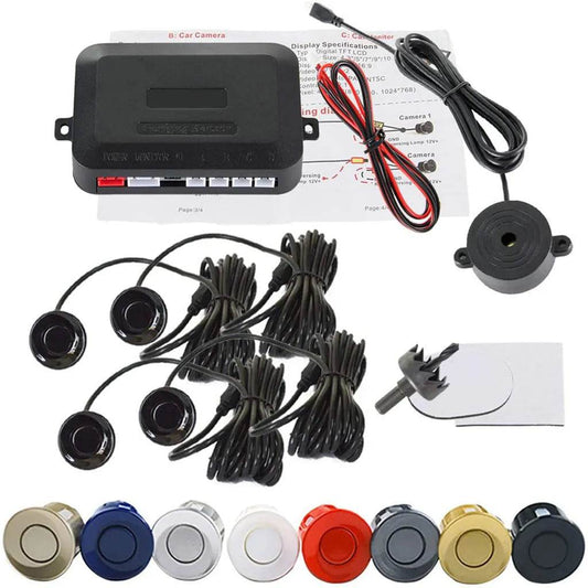 Auto Car LED Crescent Buzzer Radar Parking Sensor 4 Probes Car Camera - Velora