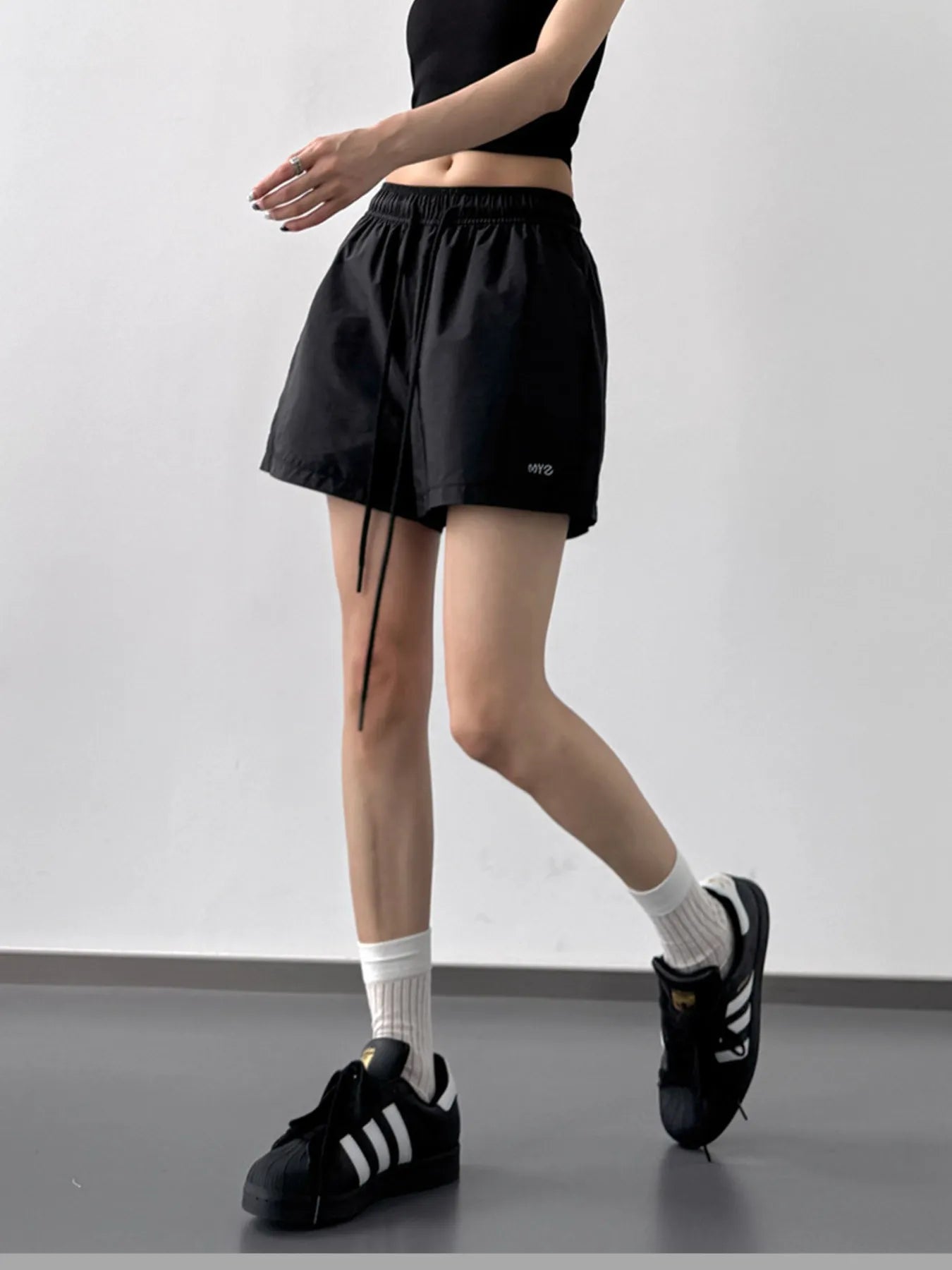 High Waisted Drawstring Shorts - Velora